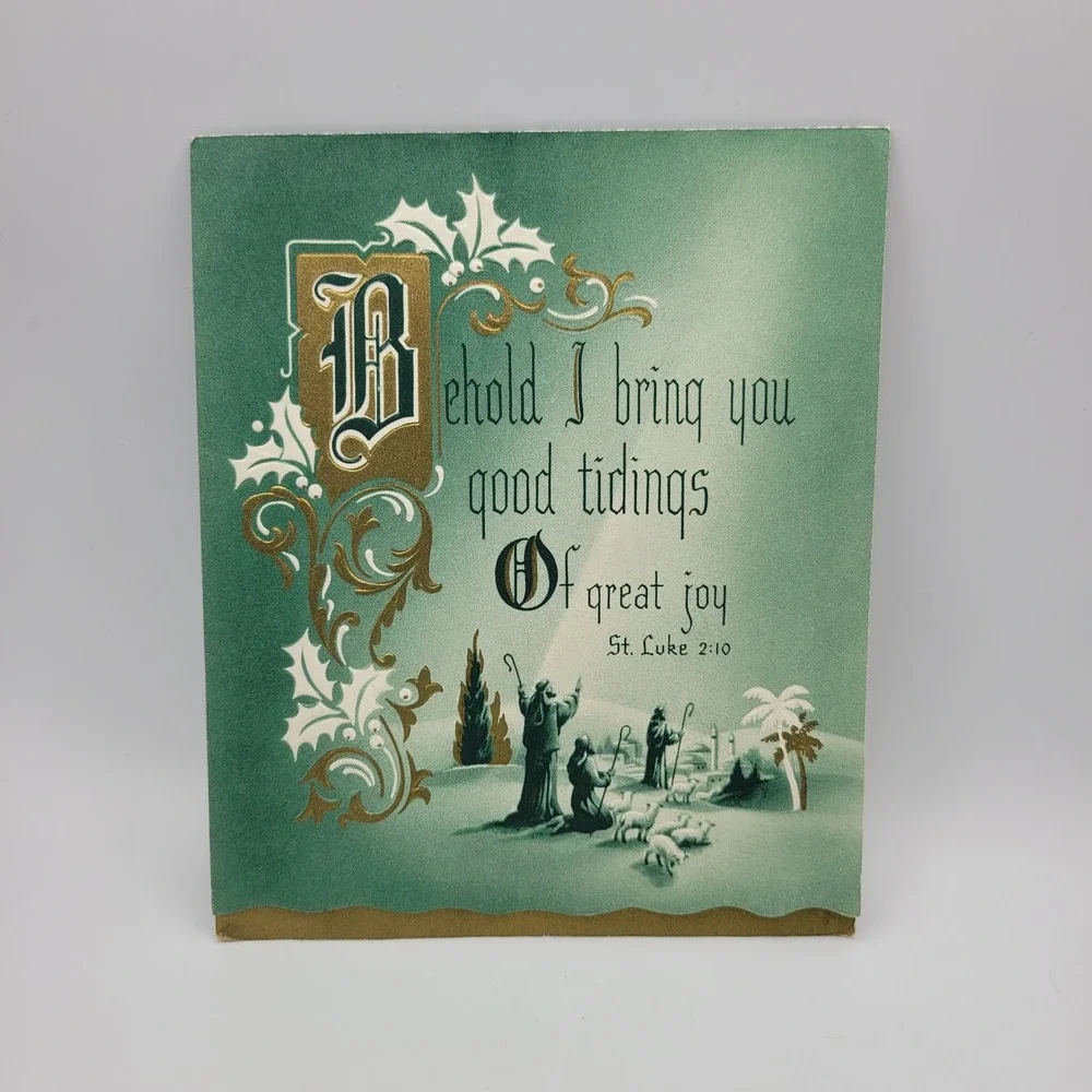 Vintage Christmas‎ Card Sunshine Line Religious Nativity Unused Signed